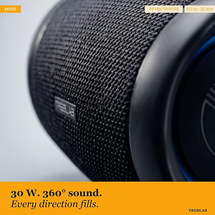 Treblab HD77 Premium Wireless Bluetooth Speaker, Waterproof, Black
