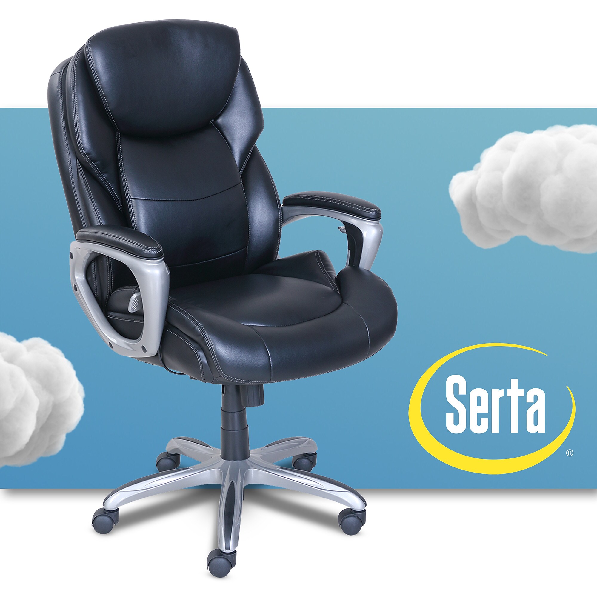 Serta My Fit Ergonomic Bonded Leather Swivel Executive Chair, Black (CHR100015) Sansujyuku sansujyuku.com