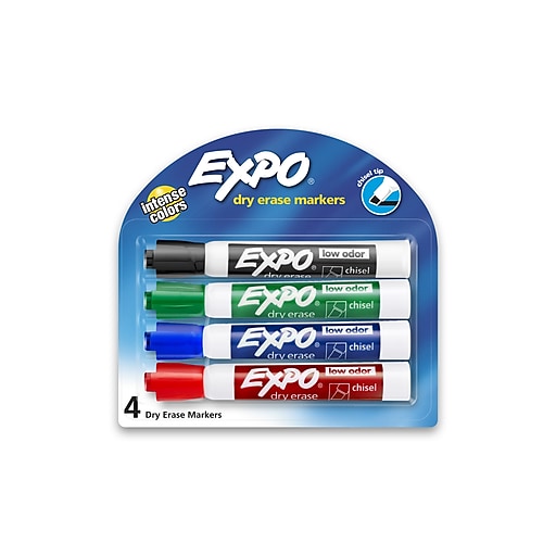 Expo Dry Erase Markers, Chisel Tip, Black, 4/Pack