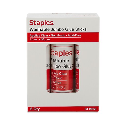 Staples Jumbo Washable Glue Sticks, 1.4 oz., 6/Pack (ST19959/19959