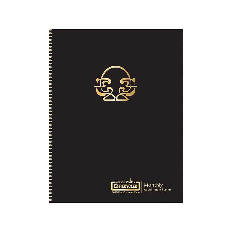 2025 House of Doolittle Deco Days 8.5" x 11" Monthly Calendar Planner, Faux Leather Cover, Black/Gold (29102-25) image 1