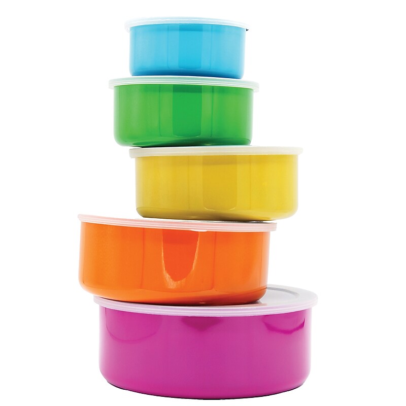 gia'sKITCHEN Nesting Stainless Steel Bowls with Matching Lids, Multicolored, 10 Piece (DTM21573) image 1