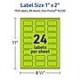 Avery Laser/Inkjet Multipurpose Rectangle Labels, 1" x 2", Bright Green, 1920/Box (94220)~#|#~D3D0A1FB-FBB7-4013-9177AA204EAA7B91_sc7