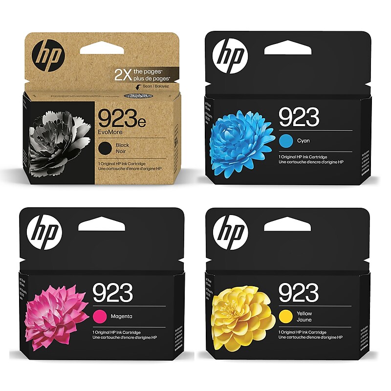 HP 923e/923 Black High Yield and Cyan/Magenta/Yellow Standard Yield Ink Cartridge, 4/Pack (4S6E2BK4PK-VB) image 1