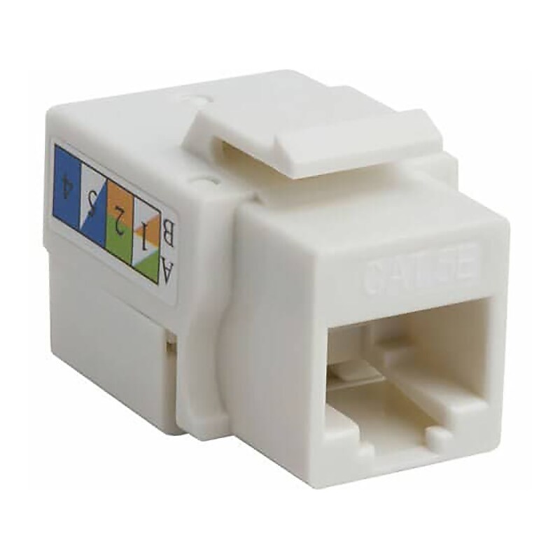 4XEM Cable Cat5e Keystone Jack, White, 10/Pack (4XKJC5EWH10PK) image 1