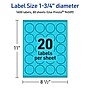 Avery Printable Circle Multipurpose Labels, 1.75" Dia., Bright Blue, 1600/Box (94509)~#|#~D3E547EE-2FDA-4FBC-9E49BACA244086A9_sc7