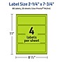 Avery Printable Rectangle Multipurpose Labels, 2.25" x 7.75", Bright Green, 80/Pack (94244)~#|#~D3ED07AB-54ED-40FC-AC3AF72AB118501A_sc7