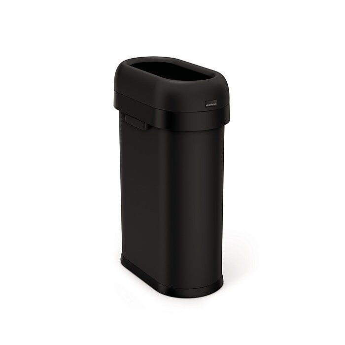 simplehuman Commercial Slim Steel Trash Can with Open Lid, 13