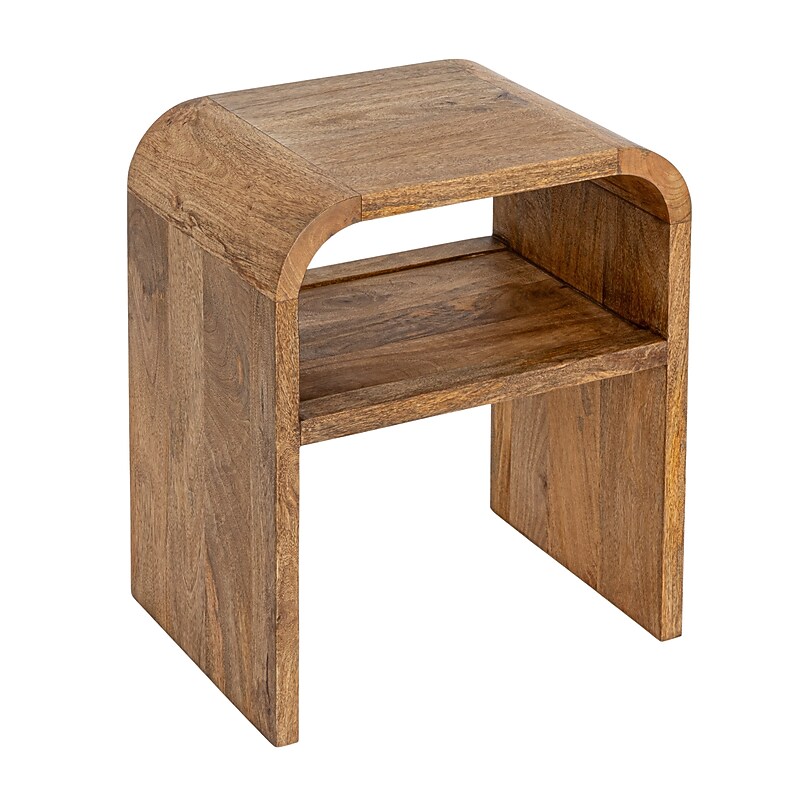 Storied Home Modern Waterfall Edge Mango Wood End Table, Natural (EC1722) image 1