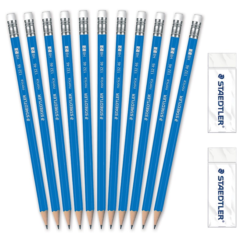 Staedtler Norica Pre-Sharpened Wooden Pencil with Block Erasers, #2 Medium Lead, 250/Pack (13246C250) image 1