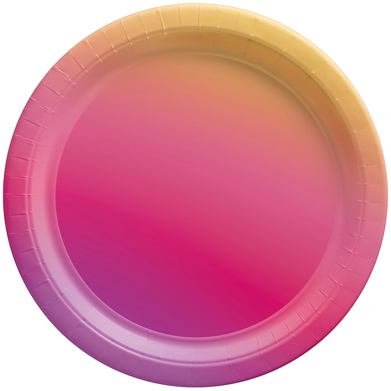 Party City Rainbow Ombre 7" Paper Plates, Mulitcolored, 8/Pack (AM540051-ST) image 1