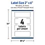 Avery Rectangle Laser Multipurpose Labels, 2" x 6", White, 100/Pack (19479399309)~#|#~D411D1E0-9116-43DE-97270BA205E19560_sc7