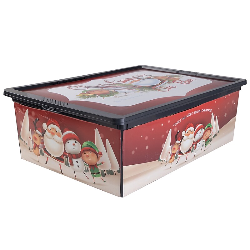 Simplify Christmas Storage Bin with Lid, Plastic, Multicolored (9082-10) image 1