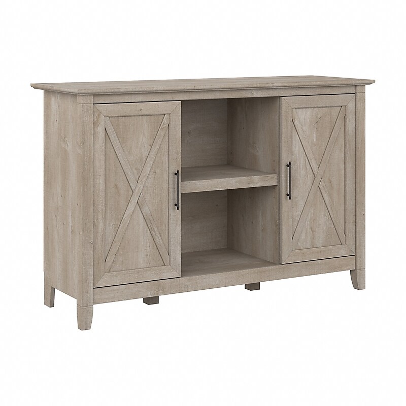 Bush Furniture Key West 30" Accent Cabinet with Doors and 4 Shelves, Washed Gray (KWS146WG-03) image 1