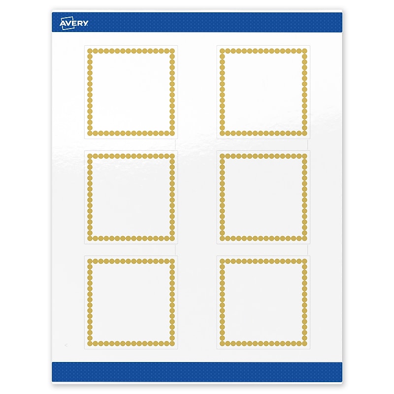 Avery Laser/Inkjet Square Multipurpose Labels, 3" x 3", White, 60/Pack (S00-DJB) image 1