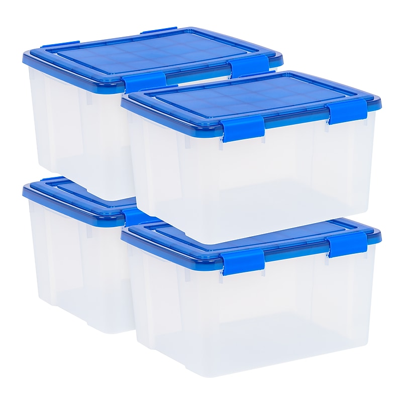 Iris WeatherPro 47 Quart Storage Bin with Latching Lid, Plastic, Clear, 4/Pack (500139) image 1