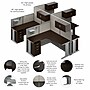 Bush Business Furniture Office in an Hour 63"H x 129"W 4 Person X-Shaped Cubicle Workstation, Mocha Cherry (OIAH007MR)~#|#~D420B238-E3E3-42A3-9D603B39309E3415_sc7