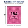 Avery Laser/Inkjet Round Multipurpose Labels, Bright Pink, 154 Labels/Sheet, 80 Sheets/Pack (94503-BPP80)~#|#~D42319A7-8D38-480A-8FB6225A3A02FED1_sc7