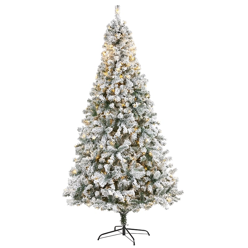 Nearly Natural 8-ft Flocked Rock Springs Spruce Artificial Christmas Tree with 500 Clear LED Lights (T1754) image 1