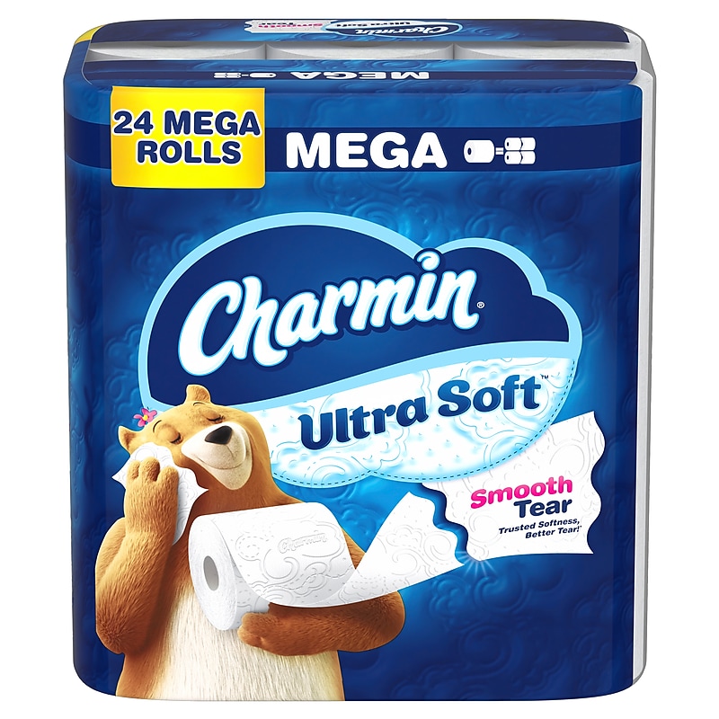 Charmin Ultra Soft Mega Toilet Paper, 220 Sheets/Roll, 24 Rolls/Pack (88000) image 1