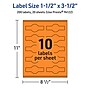Avery Laser/Inkjet Multipurpose Decorative Edge Labels, 1.5" x 3.5", Bright Orange, 200/Pack (94122)~#|#~D4301716-1F94-49DD-A7481CA97D1A5DF0_sc7