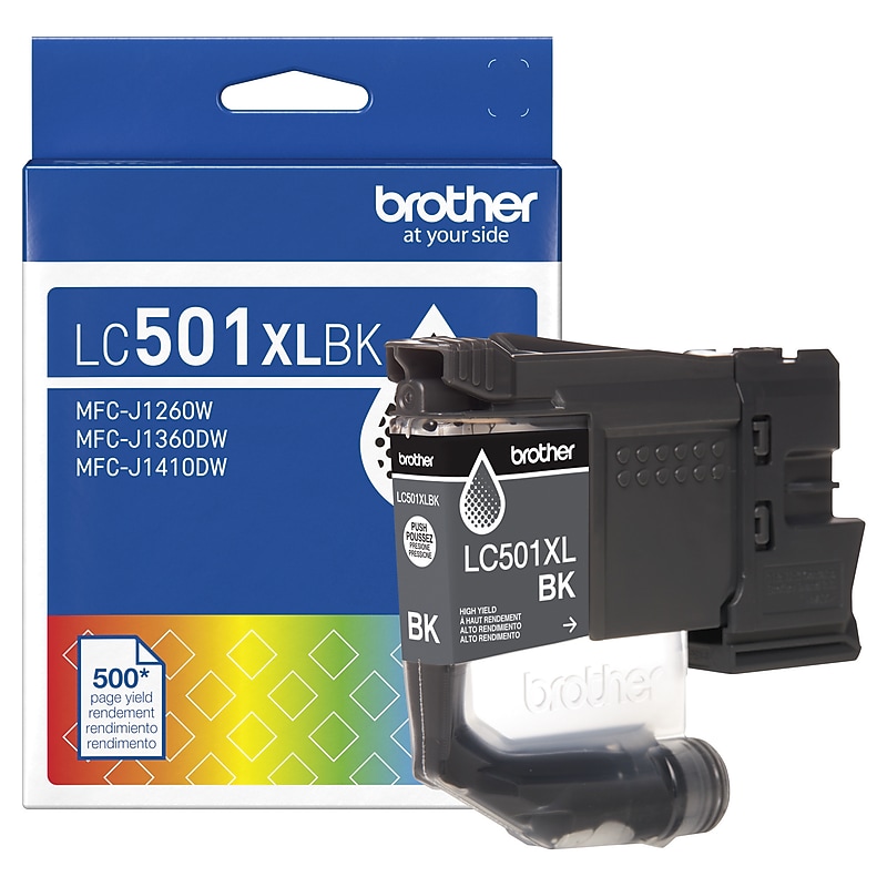 Brother LC501XL Black High Yield Ink Cartridge, Prints up to 500 Pages (LC501XLBK) image 1