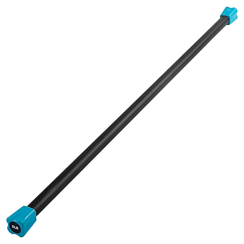 Jfit 5lb. Weighted Workout Bar with Rubber Pad, Black/Teal (J-RPWB5) image 1