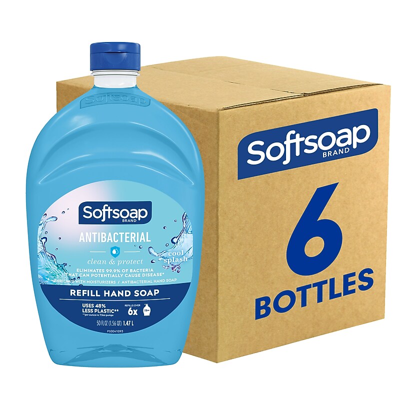Softsoap Antibacterial Liquid Hand Soap Refill, Cool Splash Scent, 50 oz., 6/Carton (61031016CT) image 1