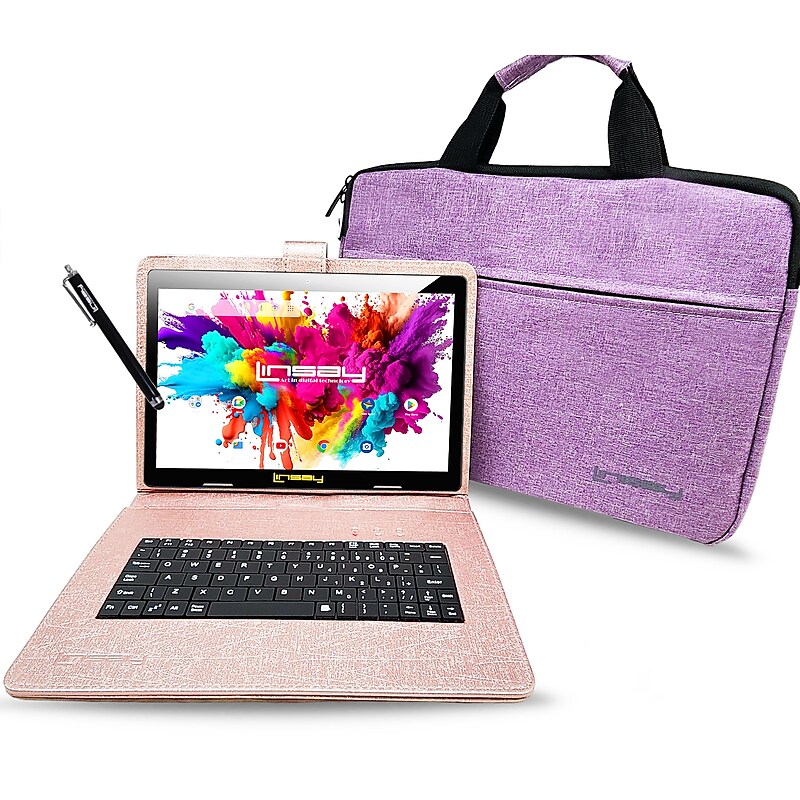 Linsay Octa Core 10.1" Tablet, 4GB RAM, 128GB Storage, Android 13 OS, Bundled with Keyboard Case, Briefcase & Stylus Pen image 1