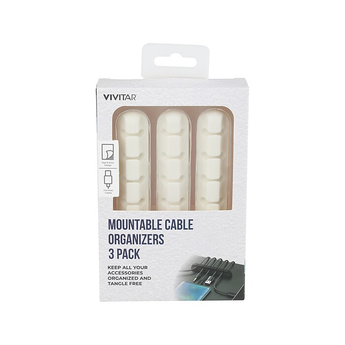 Vivitar Mountable Cable Organizer, White, 3/Pack (QUB3100WHT3524