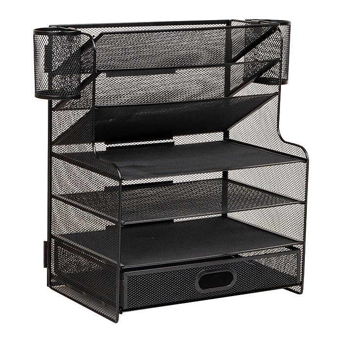 Mind Reader Metal Mesh Desk Organizer, Black (MSUP7C-BLK) | Staples
