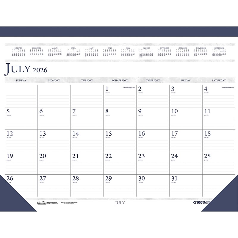 2026-2027 House of Doolittle Economy 22" x 17" Academic Monthly Desk Pad Calendar, Blue (155-27) image 1