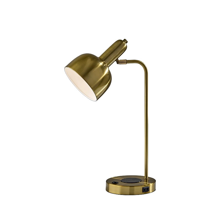 Adesso Rico Supercharger Incandescent Desk Lamp, 19"H, Antique Brass (2609-21) image 1
