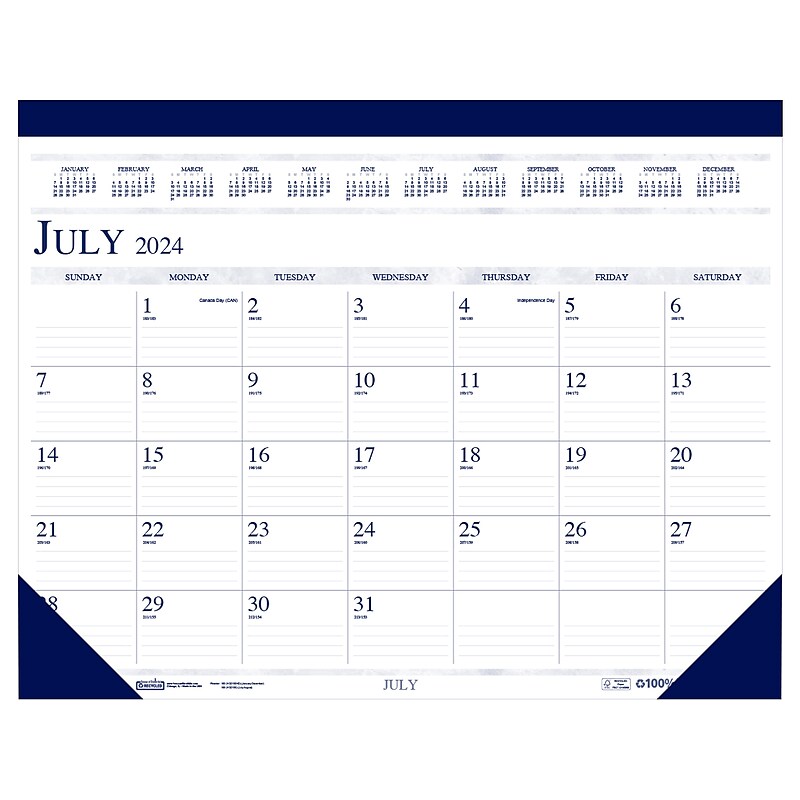 2024-2025 House of Doolittle 18.5" x 13" Academic Monthly Desk Pad Calendar, White/Blue (1556-25) image 1