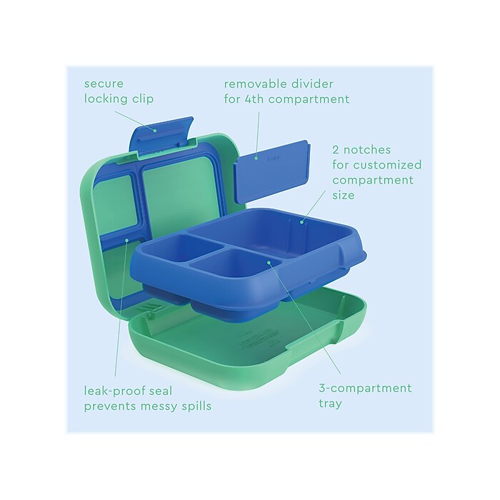 bentgo Pop Bento Box, 4-Compartment, Spring Green/Blue (BGOPOP-SG