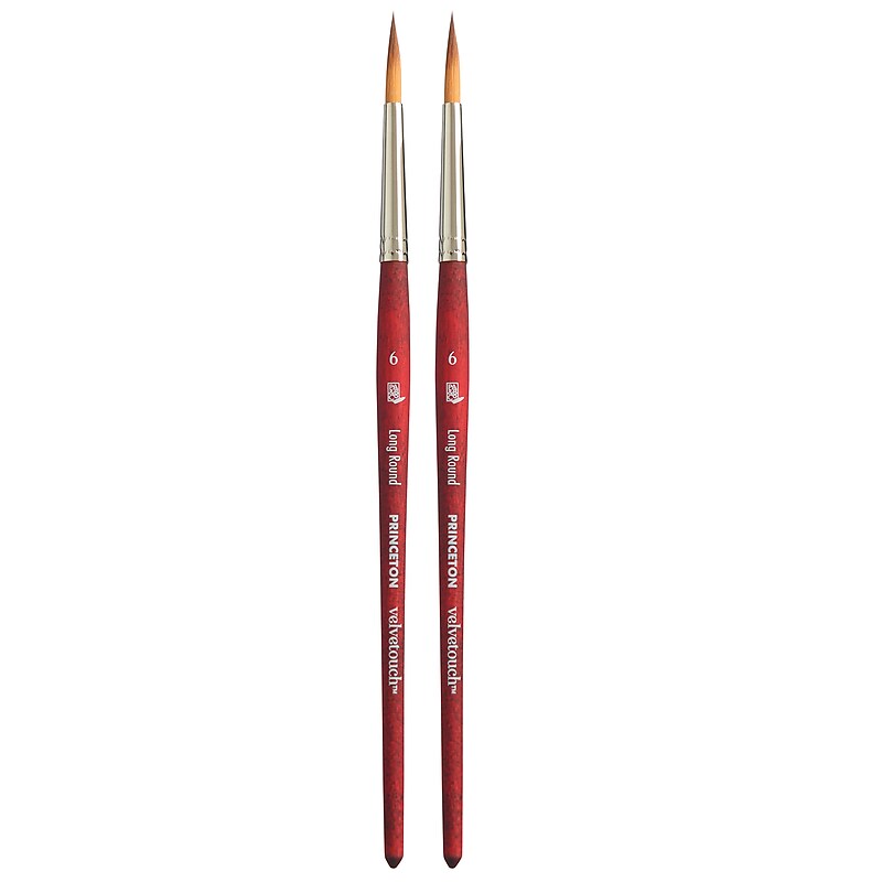 Princeton Velvetouch Mixed Media Synthetic Long Round Brush, 2/Pack (PBXP3950LR6-2) image 1