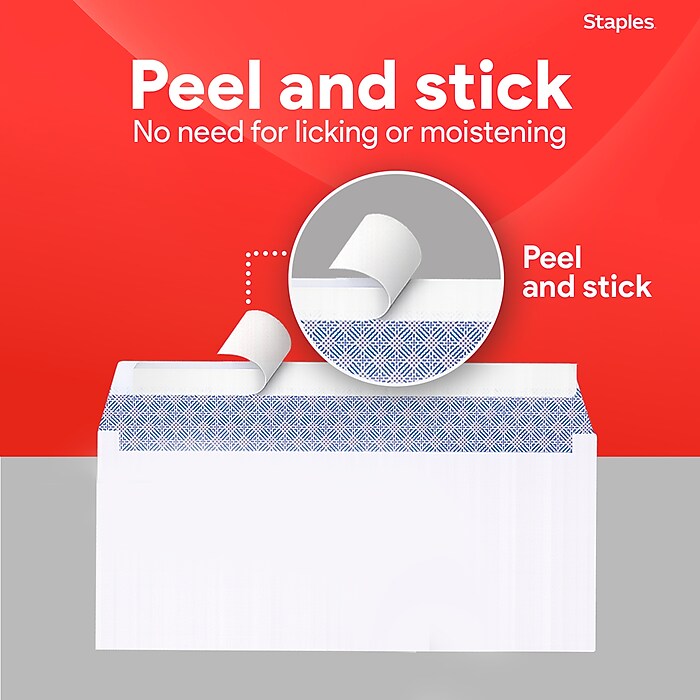 Staples QuickStrip EasyClose Self Seal Security Tinted #10