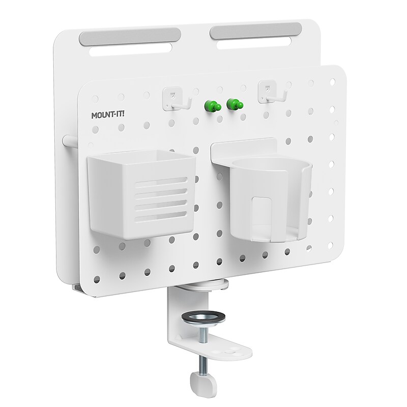 Mount-It! 360° Rotating Pegboard and Document Organizer with Accessories for Desks, White (MI-7301WHT) image 1