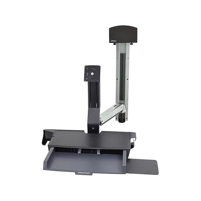 Ergotron StyleView Adjustable Combo System with Work Surface, Up to 24" Monitor, Polished Aluminum (45-272-026) image 1