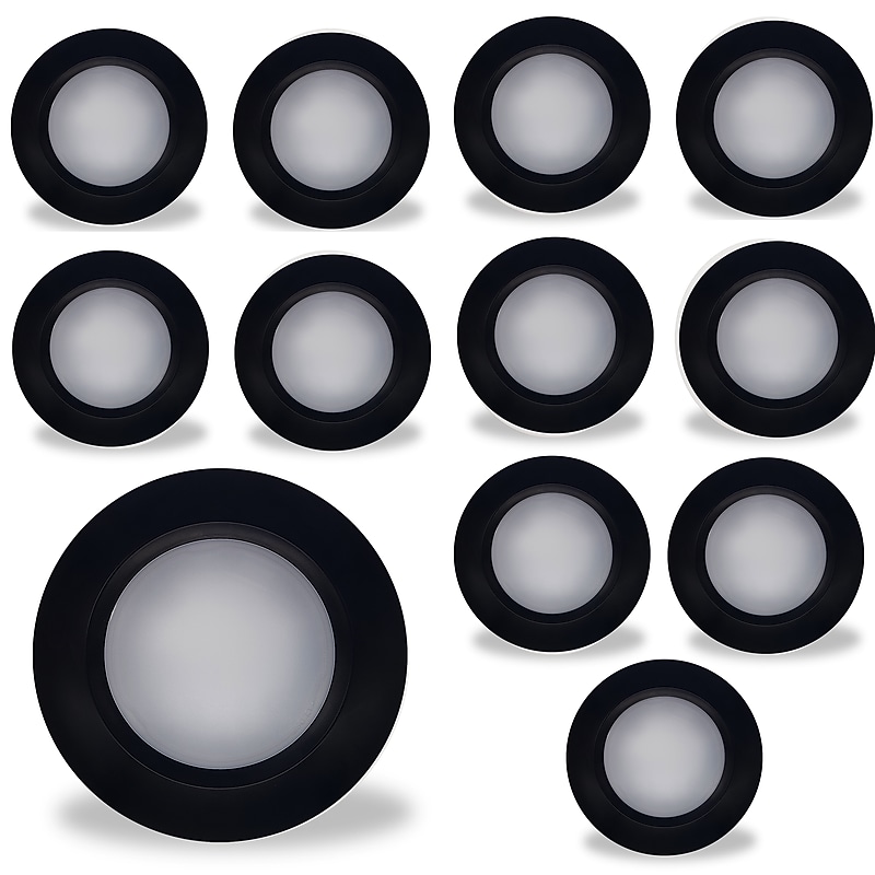 Bulbrite 14 Watt 7" LED Disc Light with Pigtail - 3000K Soft White Light, 1100 Lumens, Black, 12/Pack (862902) image 1