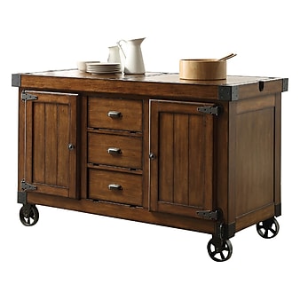 Benzara 4-Shelf Wood Kitchen Cart, Brown (BM158854)