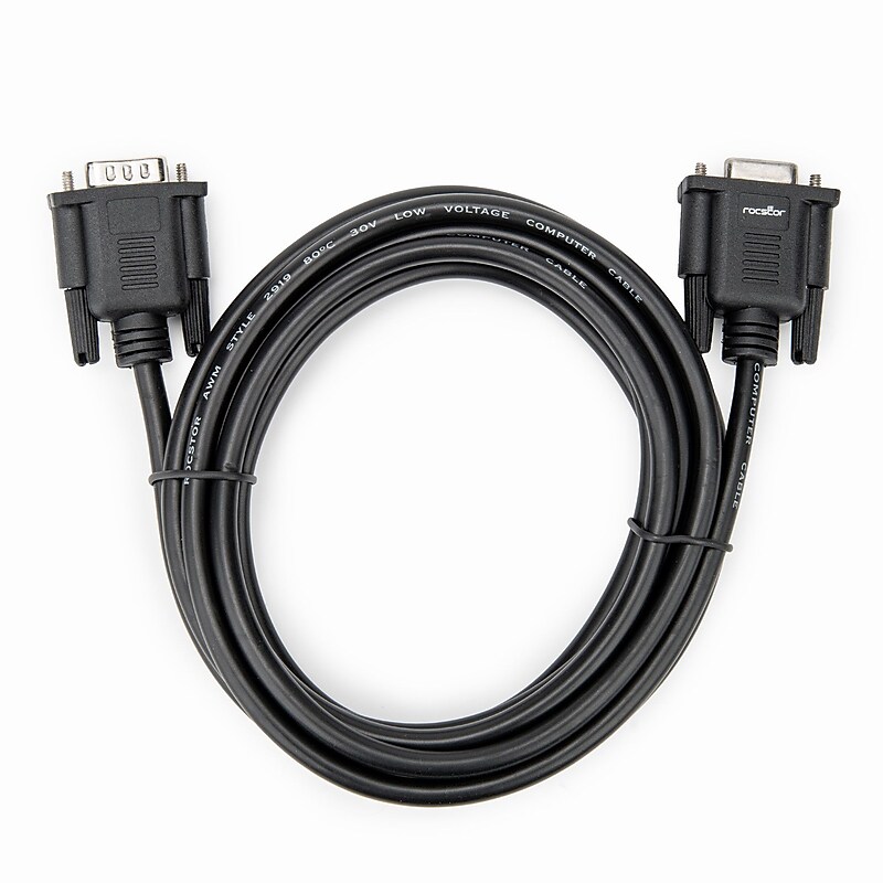 Rocstor 9.8' DB9 to DB9 Serial Data Cable, Male to Female, Black (Y10C881-B1) image 1
