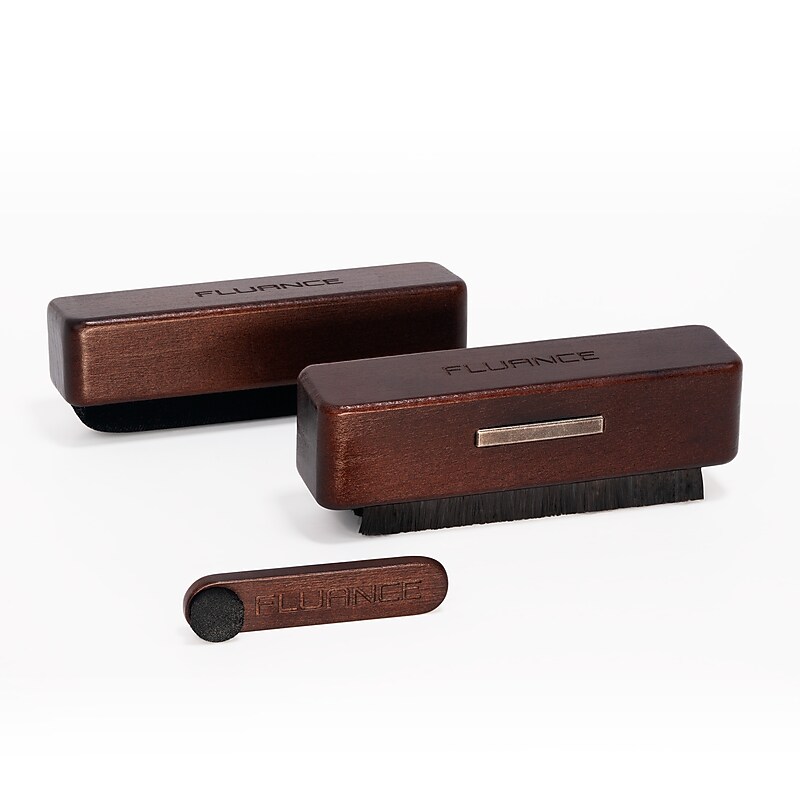 Fluance 3-in-1 Vinyl Record & Stylus Cleaning Kit: Anti-Static Carbon Fiber Brush, Velvet Brush, Stylus Brush (VB65) image 1