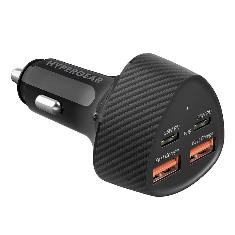 HyperGear SpeedBoost Quad PD Car Charger, 50W, Black (15785) image 1