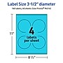 Avery Laser/Inkjet Multipurpose Circle Labels, 3.5" Dia., Bright Blue, 160/Pack (94514)~#|#~D48B4FF6-741A-4F11-9DF3CCF2A700BC34_sc7