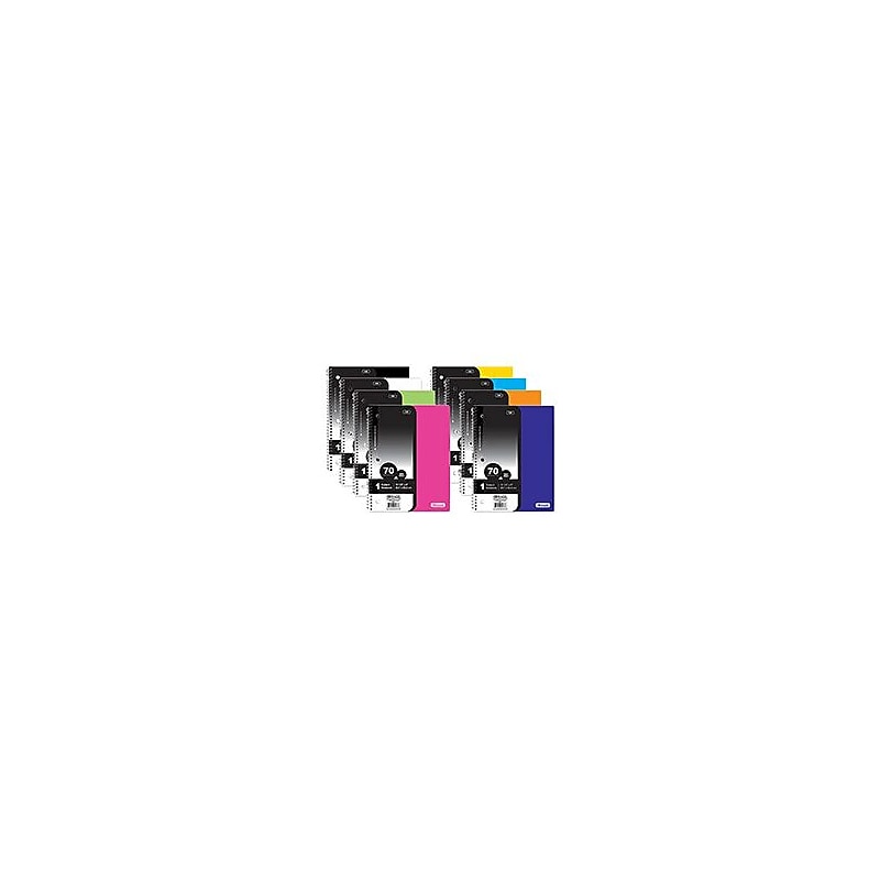 Spiral Notebook, Wide Rule, 1-Subject, Poly Cover, 70 Sheet, Assorted Colors (1157P070W) image 1