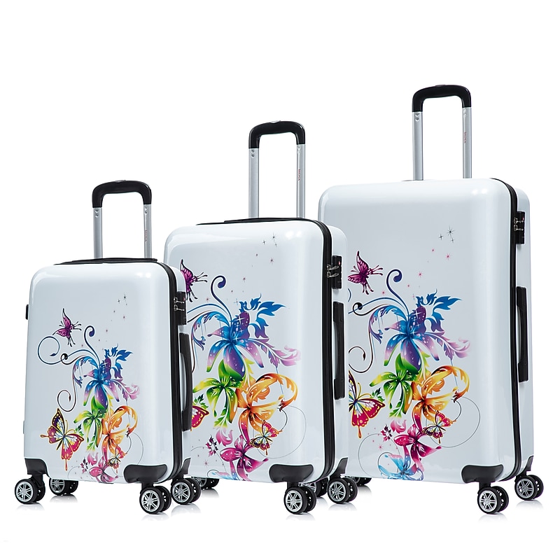 InUSA 3-Piece Hardside Butterfly Spinner Luggage Set, TSA Checkpoint Friendly, Fusion (IUAPCSML-FUS) image 1
