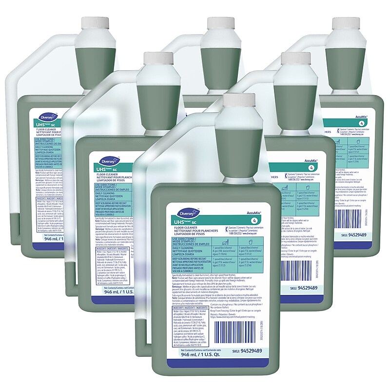 UHS SC 4 Hard Floor Cleaner for Diversey Accumix, Ammonia, 946 mL / 1 Qt., 6/Carton (94529489) image 1