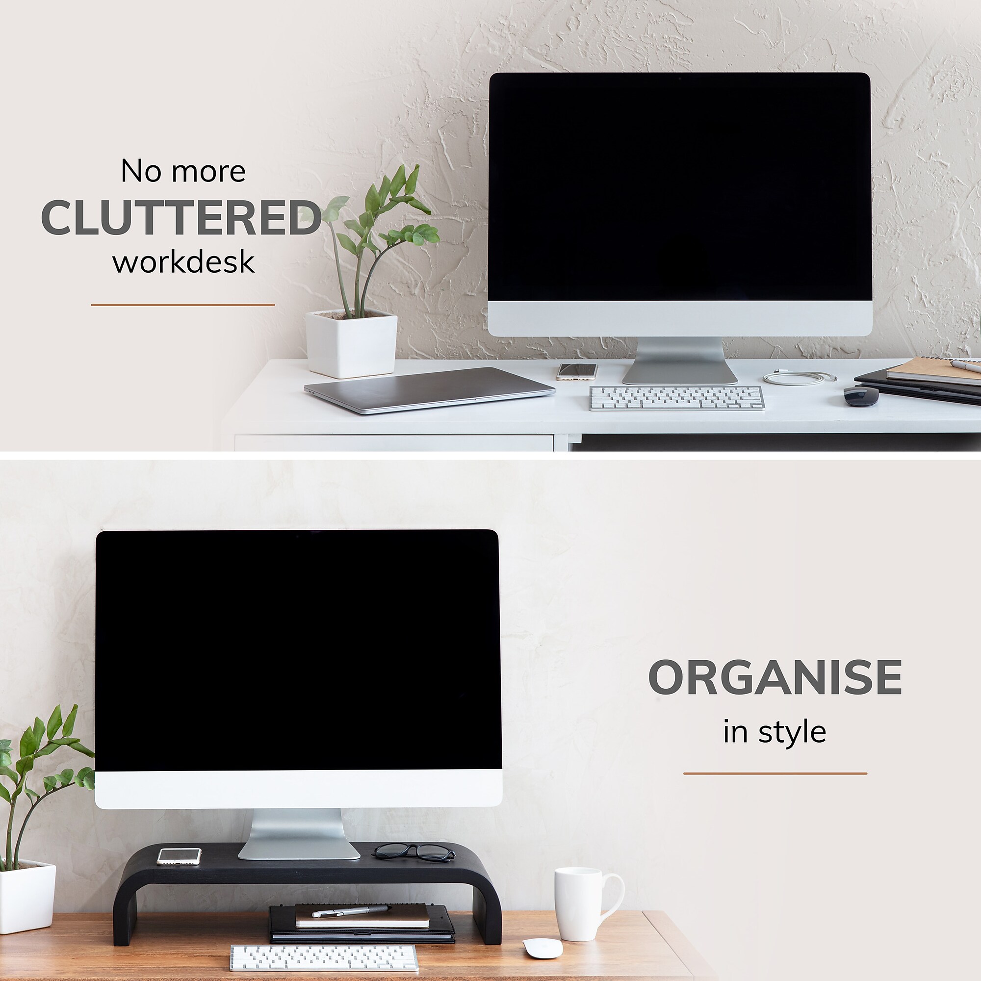 Anji Mountain Mango Wood Monitor Stand, Up to 32″ Monitor, Black (MS-CRV-BLK) Sansujyuku sansujyuku.com