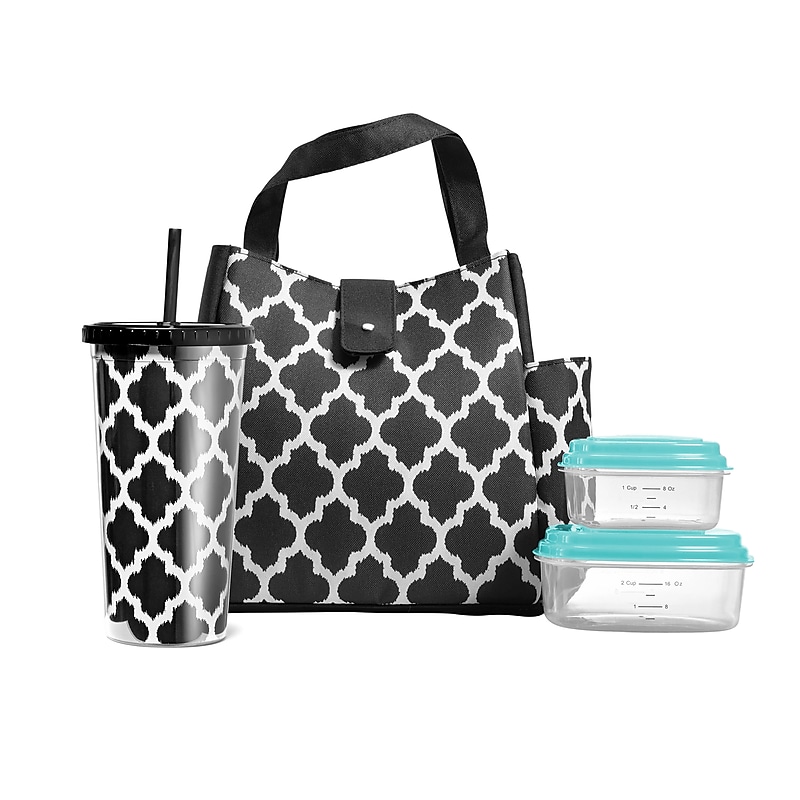 Fit & Fresh Westport Insulated Lunch Bag, B&W Ikat (989FF456 ) image 1
